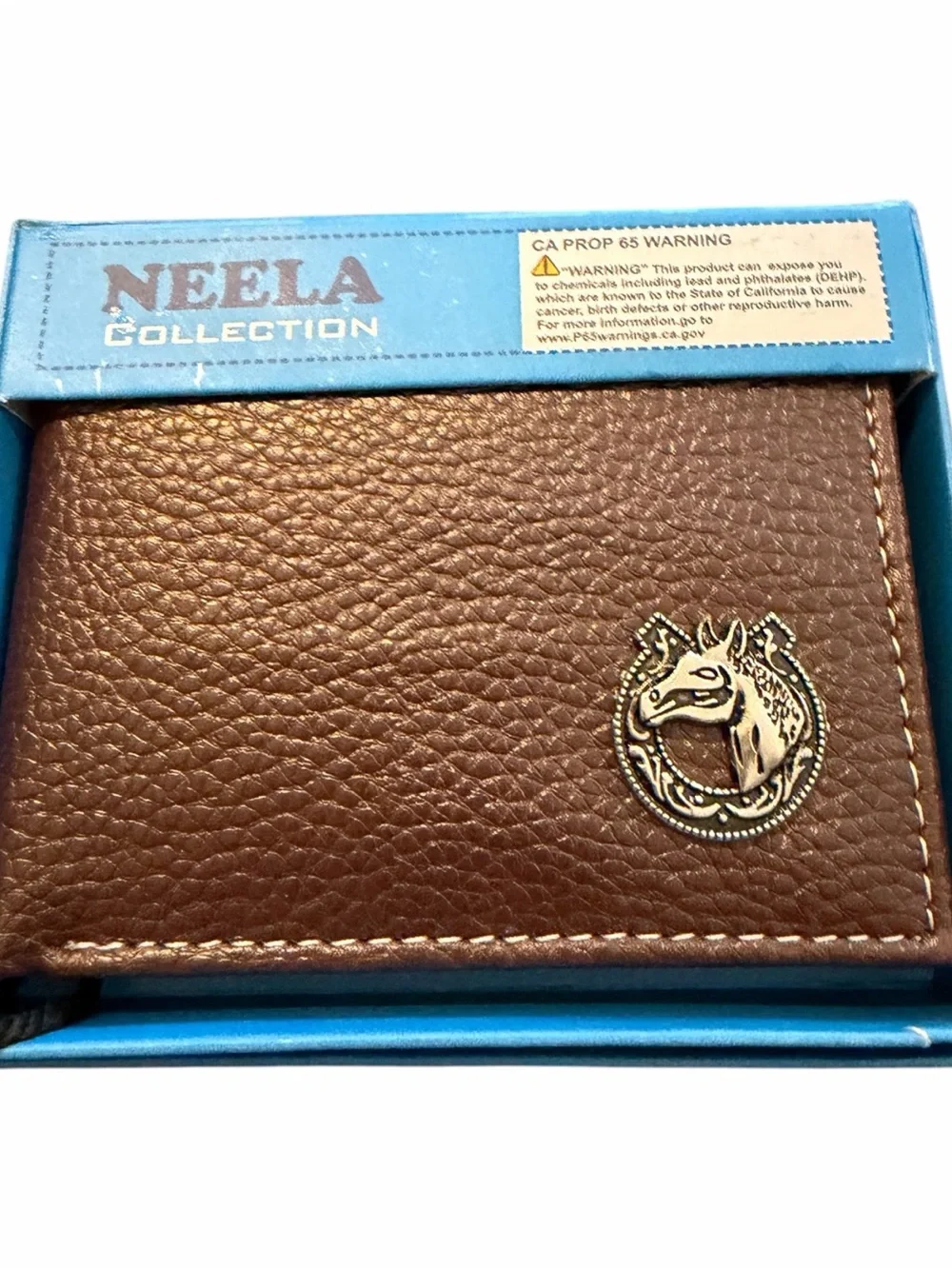 Neela Collection Men's Brown Leather Wallet with Horse Emblem - New